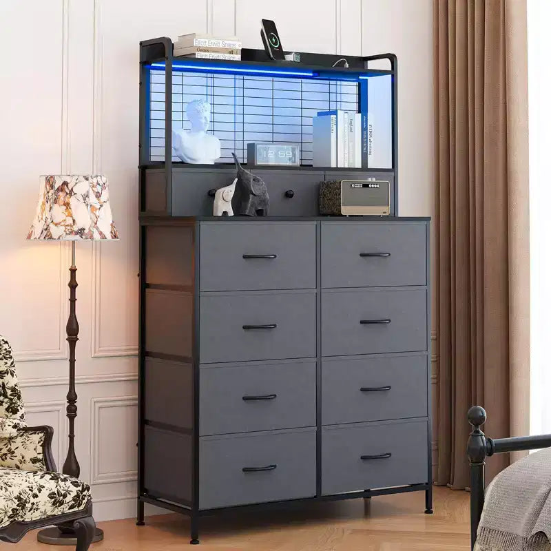 Commode élégante avec 11 tiroirs en tissu, organisateur de rangement industriel