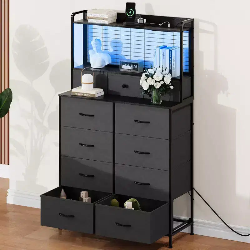 Commode élégante avec 11 tiroirs en tissu, organisateur de rangement industriel