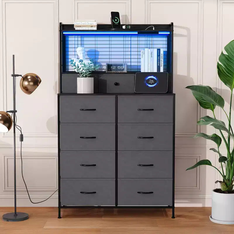 Commode élégante avec 11 tiroirs en tissu, organisateur de rangement industriel