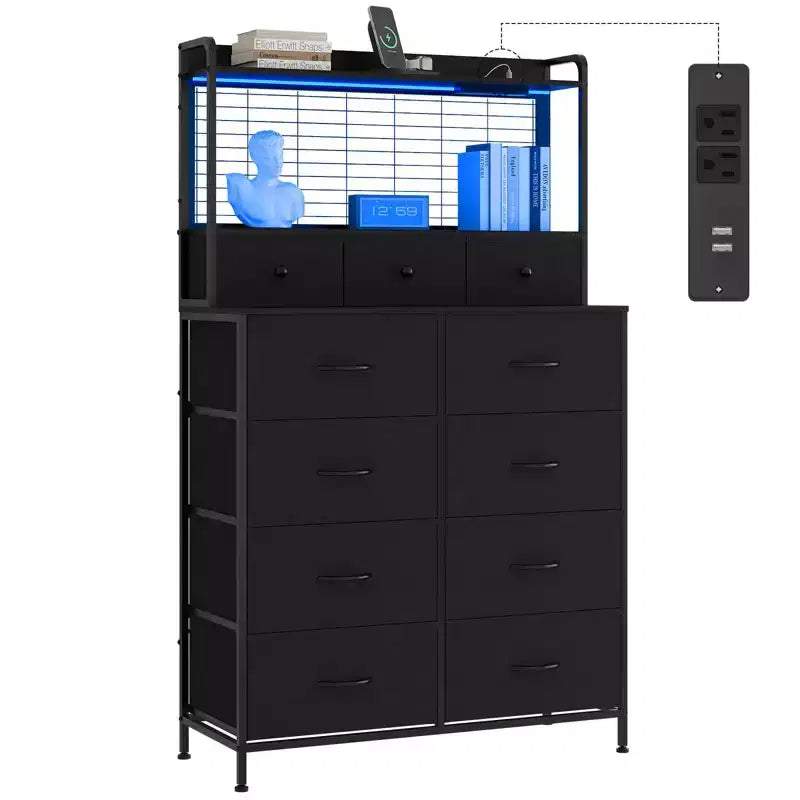 Commode élégante avec 11 tiroirs en tissu, organisateur de rangement industriel