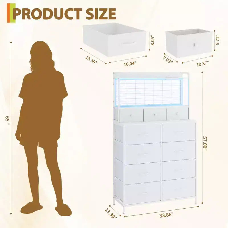 Commode élégante avec 11 tiroirs en tissu, organisateur de rangement industriel