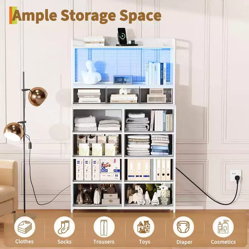 Commode élégante avec 11 tiroirs en tissu, organisateur de rangement industriel