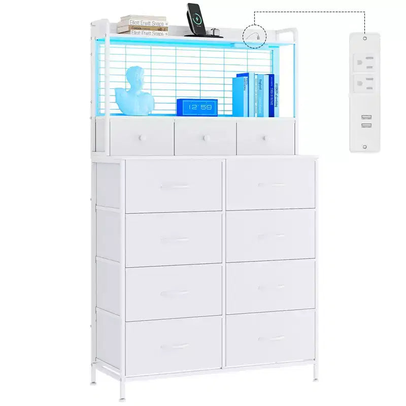 Commode élégante avec 11 tiroirs en tissu, organisateur de rangement industriel