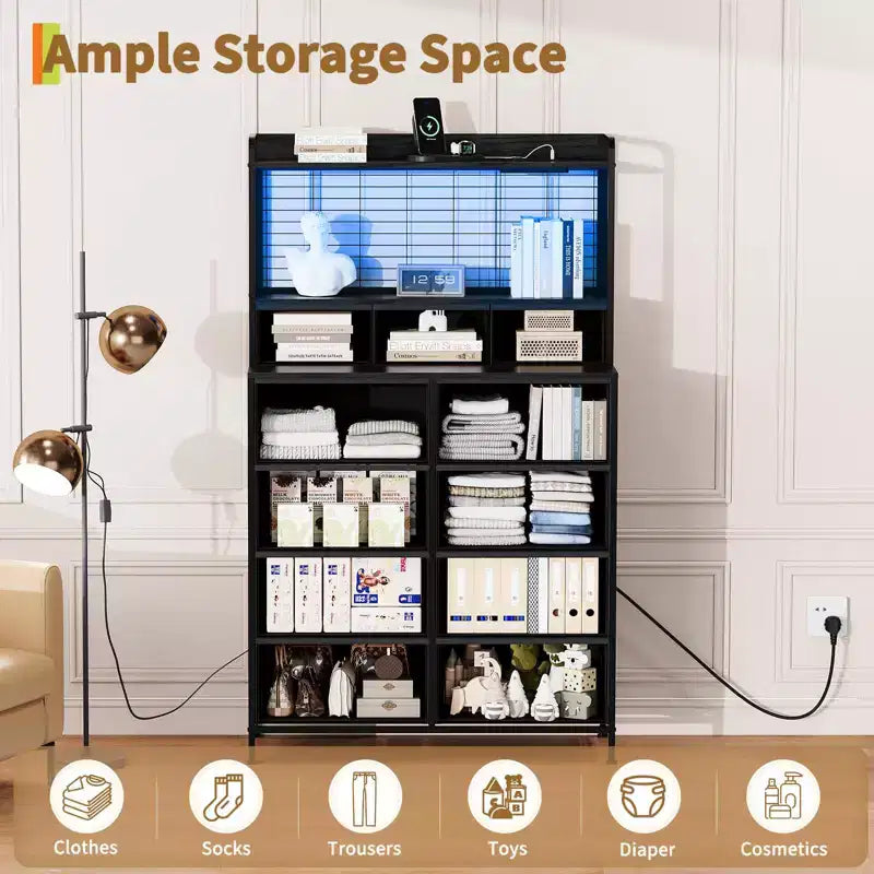 Commode élégante avec 11 tiroirs en tissu, organisateur de rangement industriel