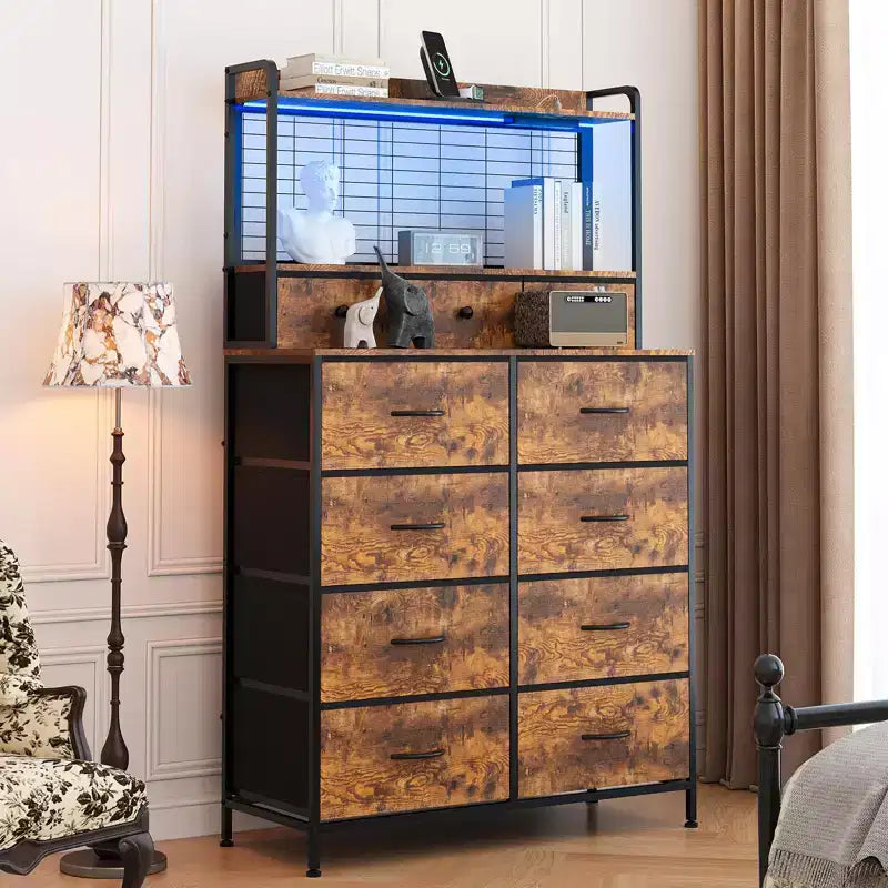 Commode élégante avec 11 tiroirs en tissu, organisateur de rangement industriel