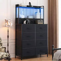Smart Dresser with 11 Fabric Drawers, Industrial Storage Organizer with Anti-Tipping Design for Bedroom, Living Room, Closet