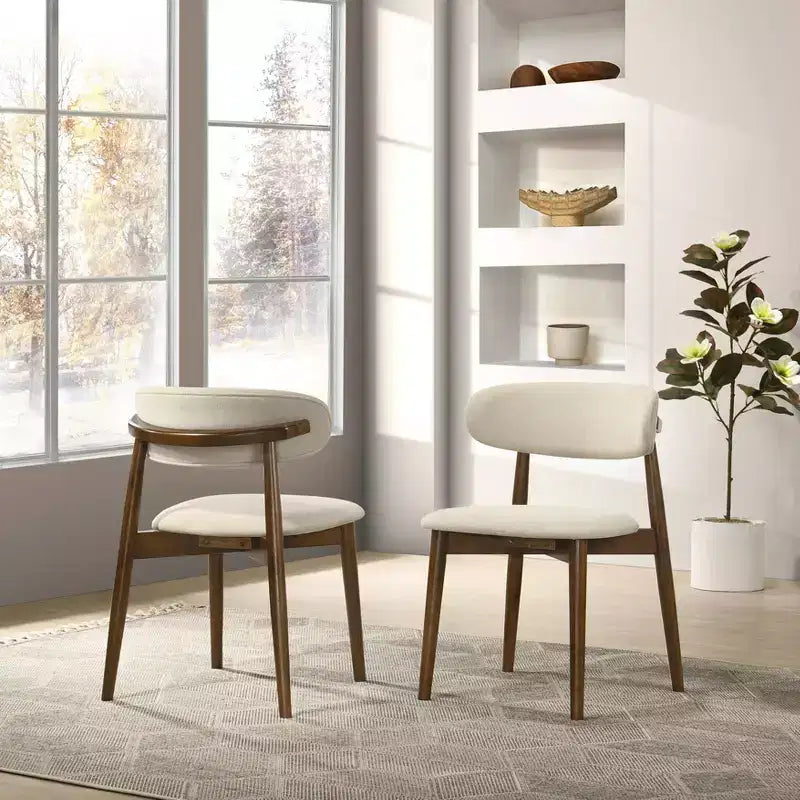 Chaises de salle à manger capitonnées, finition noyer
