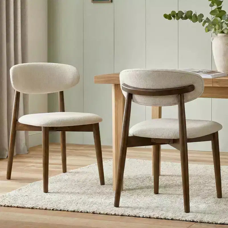 Chaises de salle à manger capitonnées, finition noyer