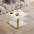 Table basse carrée moderne 3 plateaux blanche