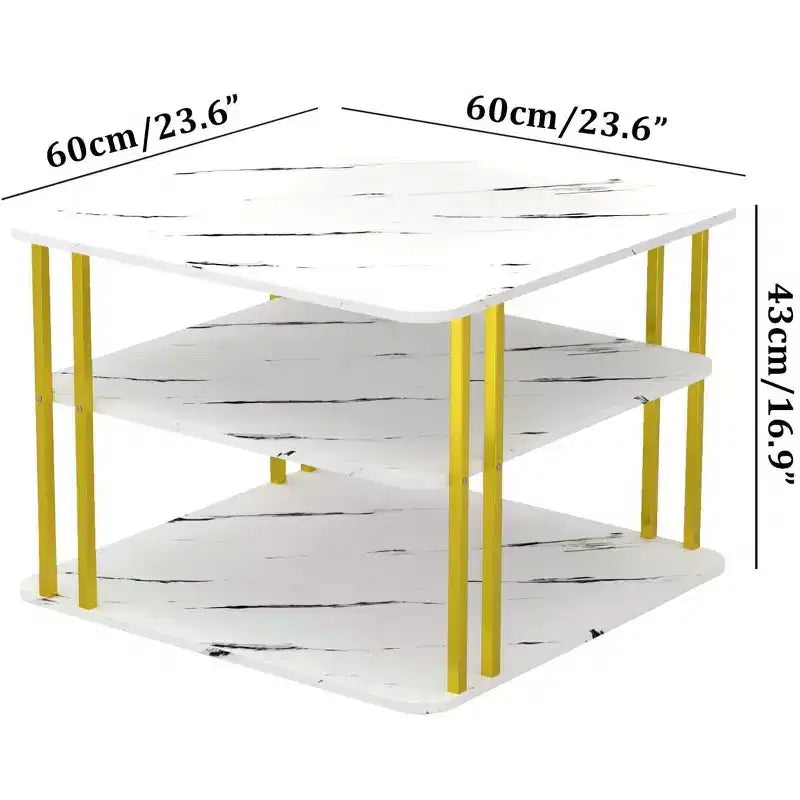 Table basse carrée moderne 3 plateaux blanche