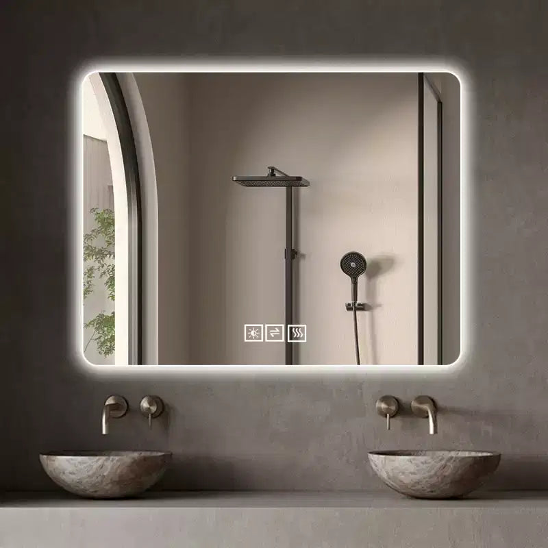 Miroir de courtoisie LED pour salle de bain avec lumière, anti-buée