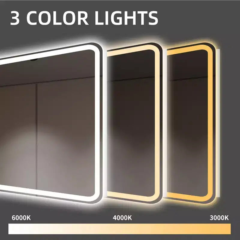 Miroir de courtoisie LED pour salle de bain avec lumière, anti-buée