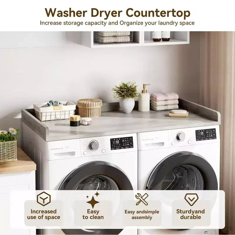 Plan de travail pour lave-linge sèche-linge, Dessus de machine à laver avec rebord surélevé