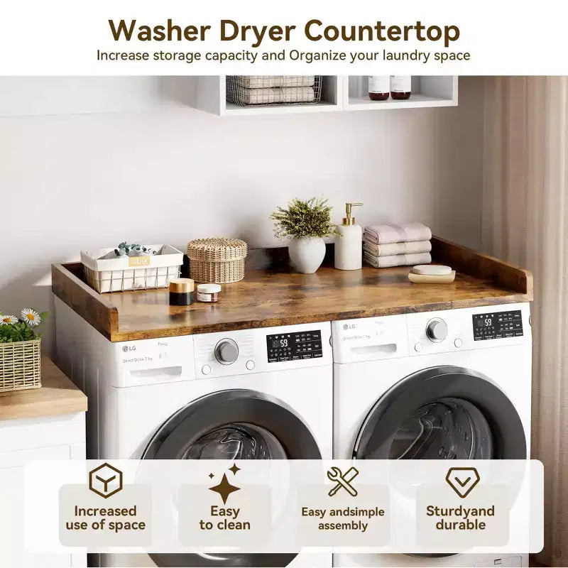 Plan de travail pour lave-linge sèche-linge, Dessus de machine à laver avec rebord surélevé