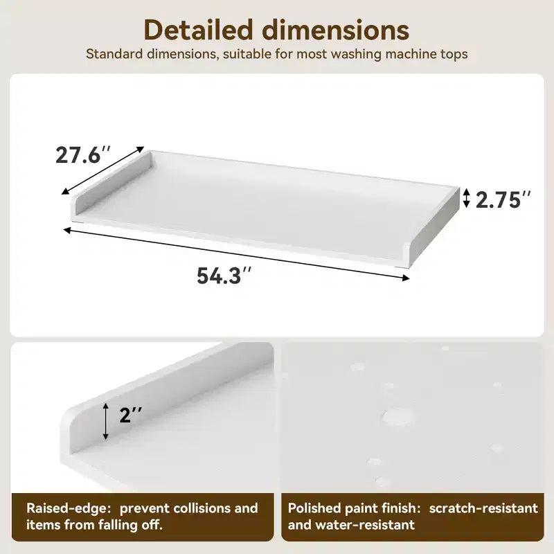 Plan de travail pour lave-linge sèche-linge, Dessus de machine à laver avec rebord surélevé