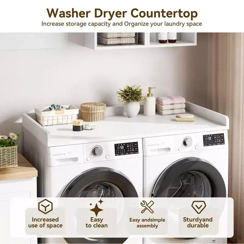 Plan de travail pour lave-linge sèche-linge, Dessus de machine à laver avec rebord surélevé