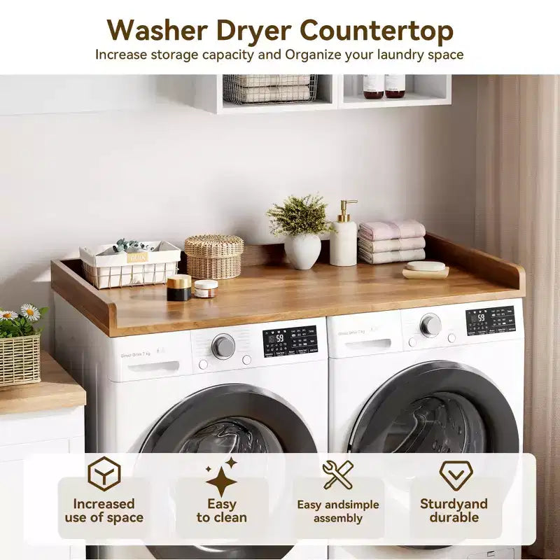 Plan de travail pour lave-linge sèche-linge, Dessus de machine à laver avec rebord surélevé
