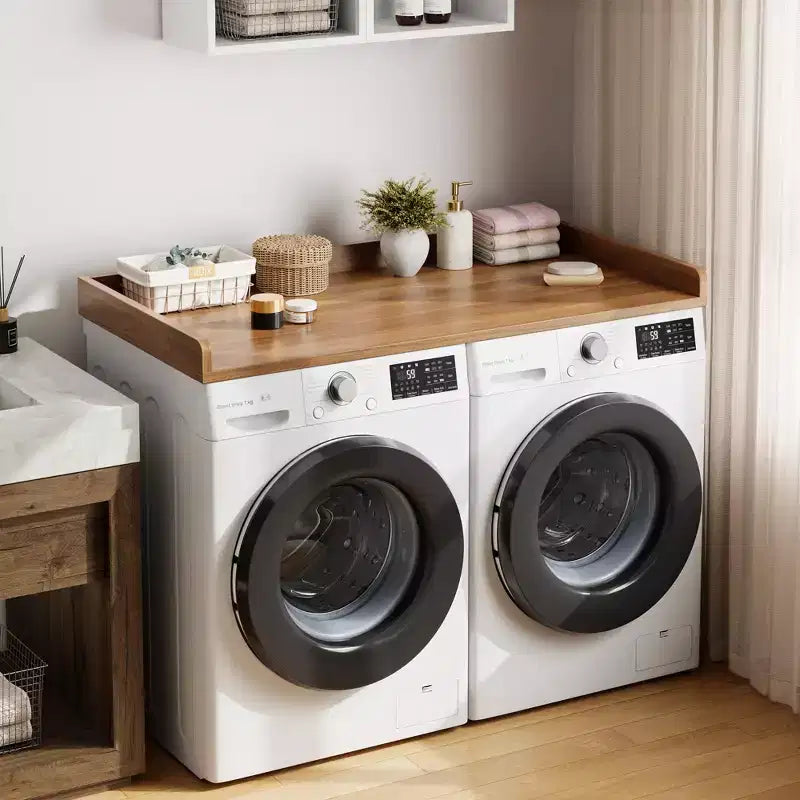 Washer Dryer Countertop, Laundry Topper with Raised Edge & Non-Slip Pad for Hamper Counter Storage & Laundry Room Organization