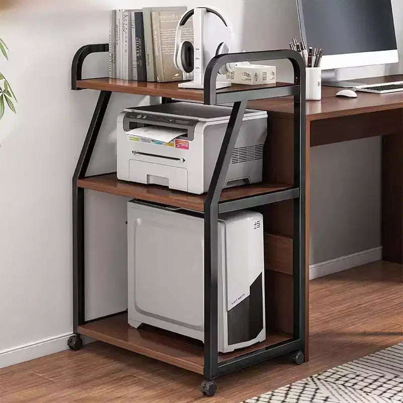 3 Tier Printer Stand with Storage Shelf, Rolling Printer Cart on Wheels, Steel Frame, Heat Press Table for Office/Home