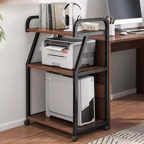 3 Tier Printer Stand with Storage Shelf, Rolling Printer Cart on Wheels, Steel Frame, Heat Press Table for Office/Home