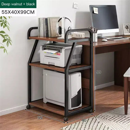 Meuble d'imprimante à 3 niveaux avec étagère de rangement