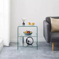 2-Tier Tempered Glass Side Table, Clear Modern End Table for Living Room and Bedroom
