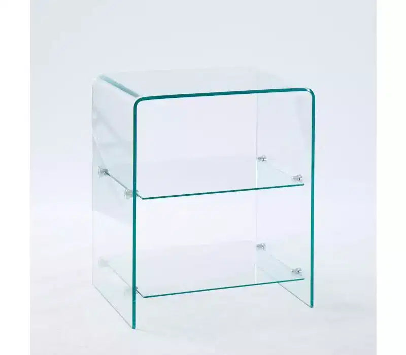 Table d'appoint à 2 niveaux en verre trempé, table d'appoint moderne transparente