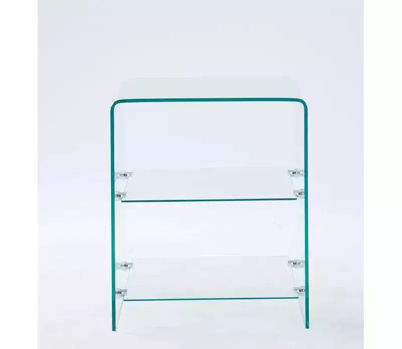 Table d'appoint à 2 niveaux en verre trempé, table d'appoint moderne transparente