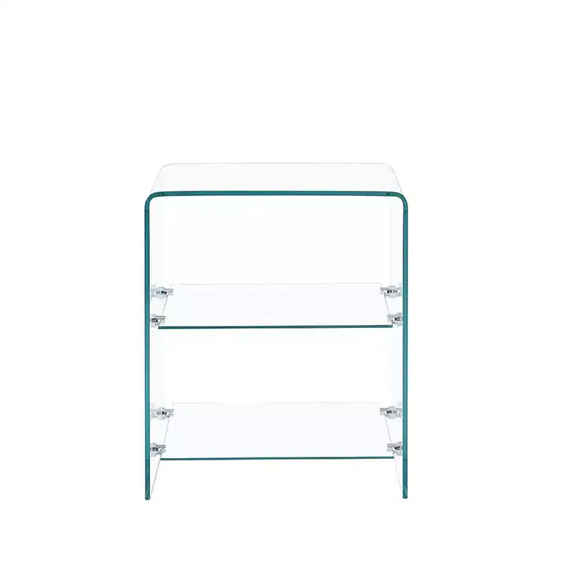 Table d'appoint à 2 niveaux en verre trempé, table d'appoint moderne transparente