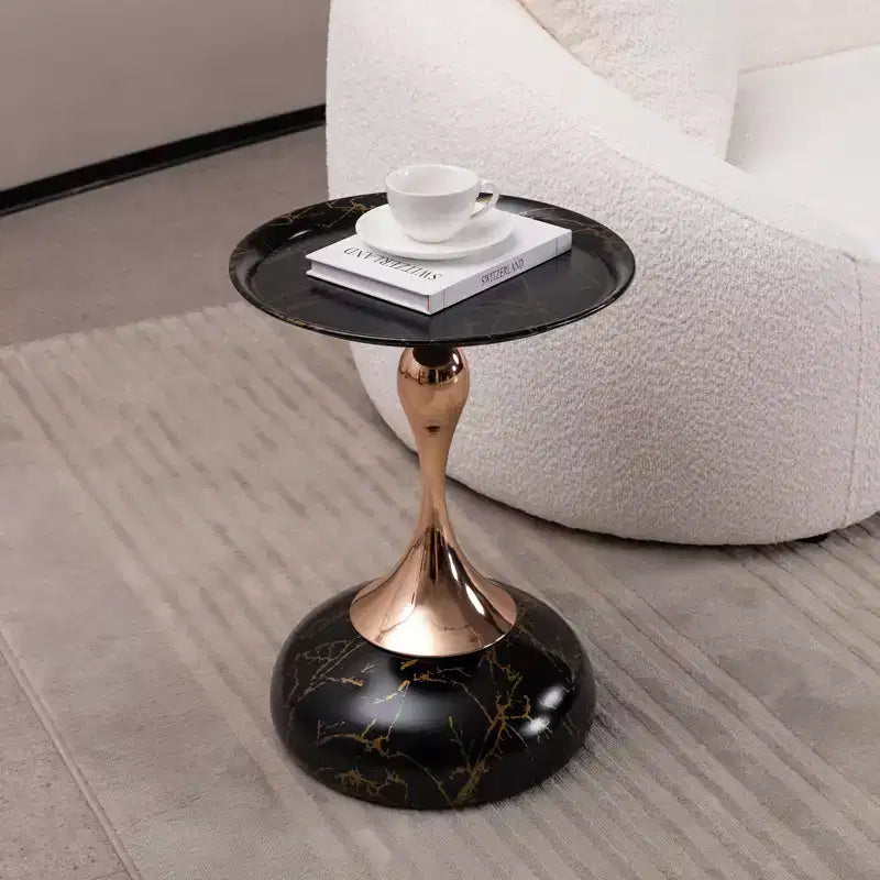 Fun little toys brand Mermaid Tail End Coffee Table Round Side Table, Modern Metal Pedestal Table, Minimalist Accent Table for Small Spaces,