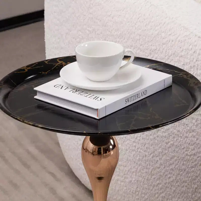 Table basse à pied sirène, table piédestal moderne en métal