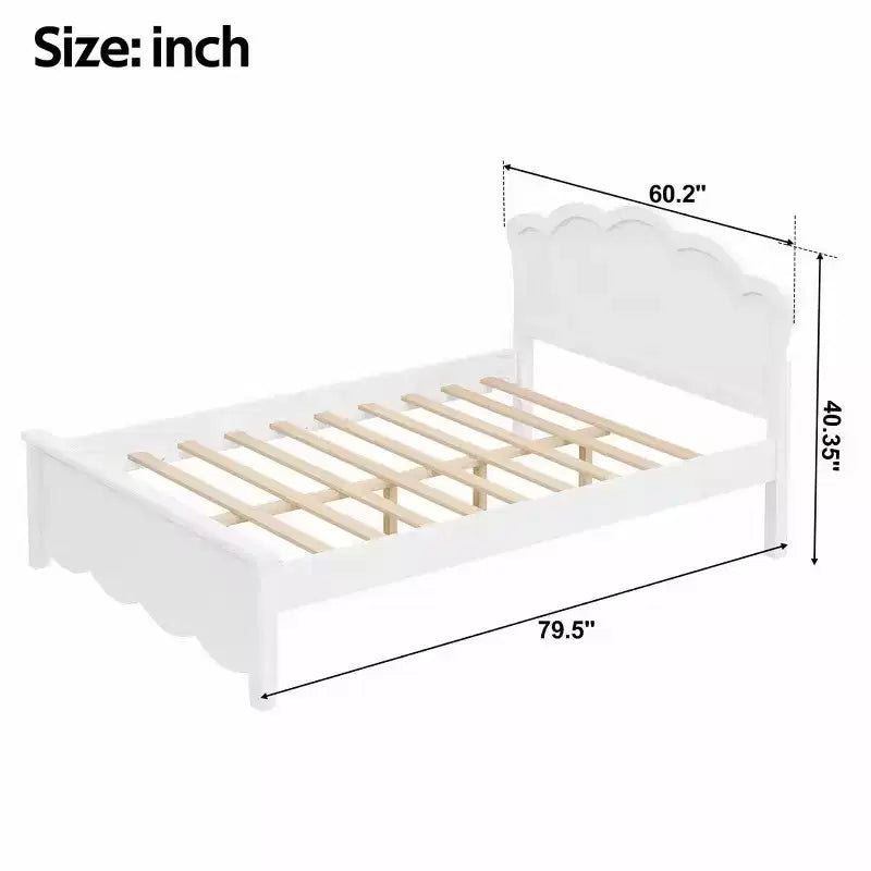 Lit plateforme moderne en bois avec tête de lit