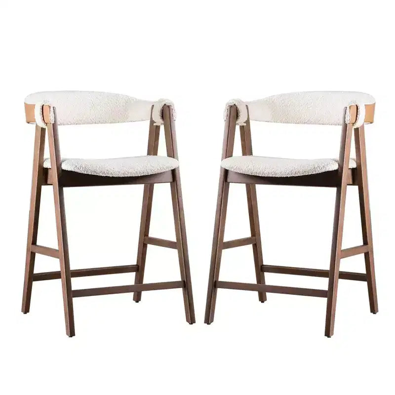 Lot de 2 tabourets de bar, bois de noyer marron