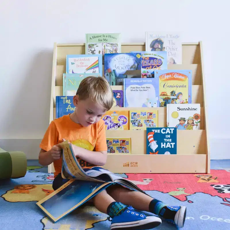 Rangement et Présentoir de Livres en Bois à Côté Unique