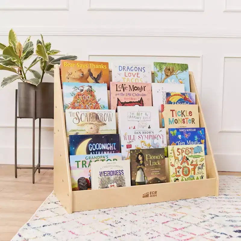 Rangement et Présentoir de Livres en Bois à Côté Unique