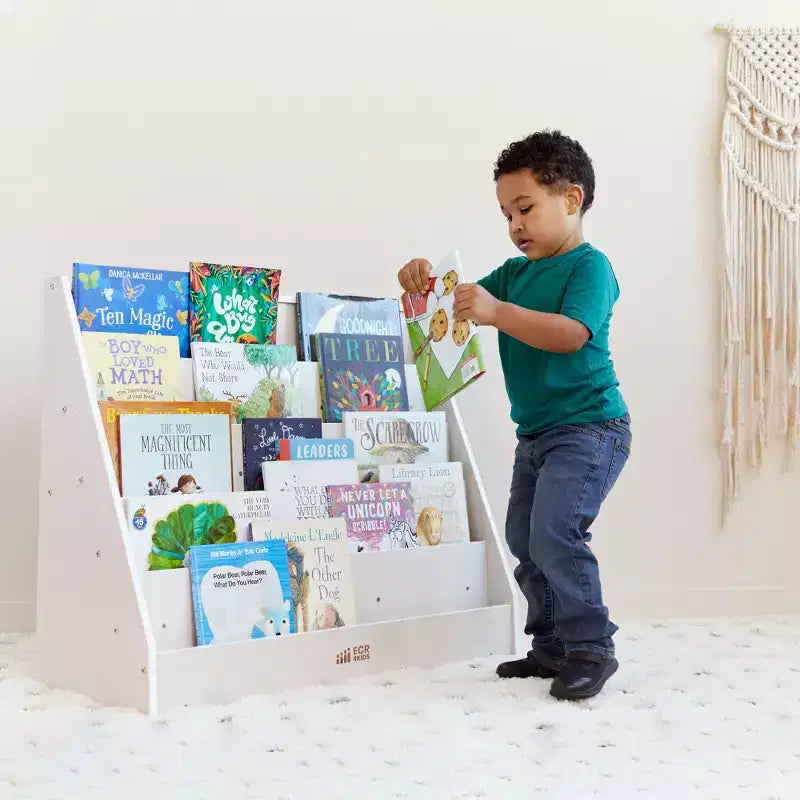 Rangement et Présentoir de Livres en Bois à Côté Unique