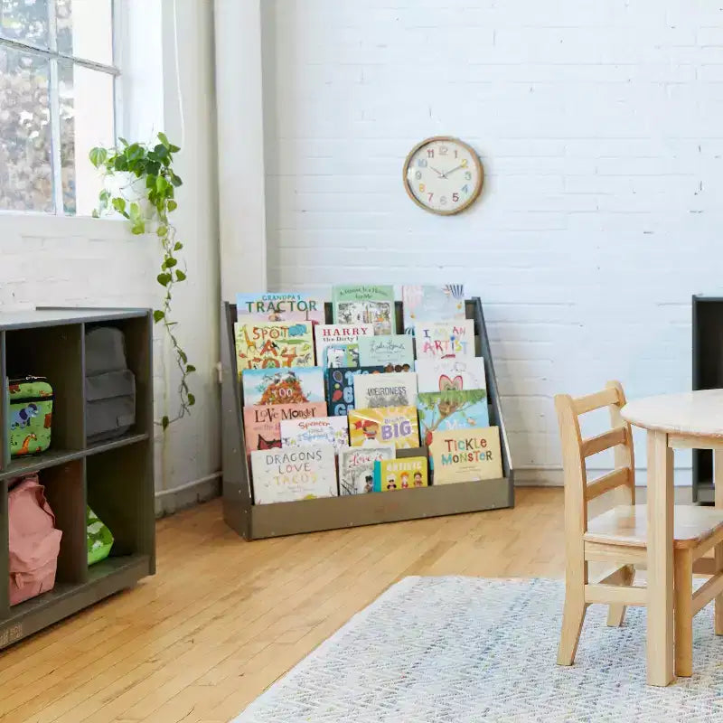 Rangement et Présentoir de Livres en Bois à Côté Unique