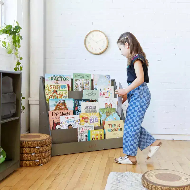 Rangement et Présentoir de Livres en Bois à Côté Unique