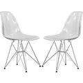 LeisureMod Cresco Modern Acrylic Dining Chair  Eiffel Chrome Base, Stylish Accent Chair for Contemporary Dining Rooms & Kitchen Tables