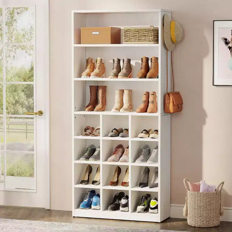 Meuble à chaussures autoportant, Meuble de rangement pour chaussures moderne avec étagères