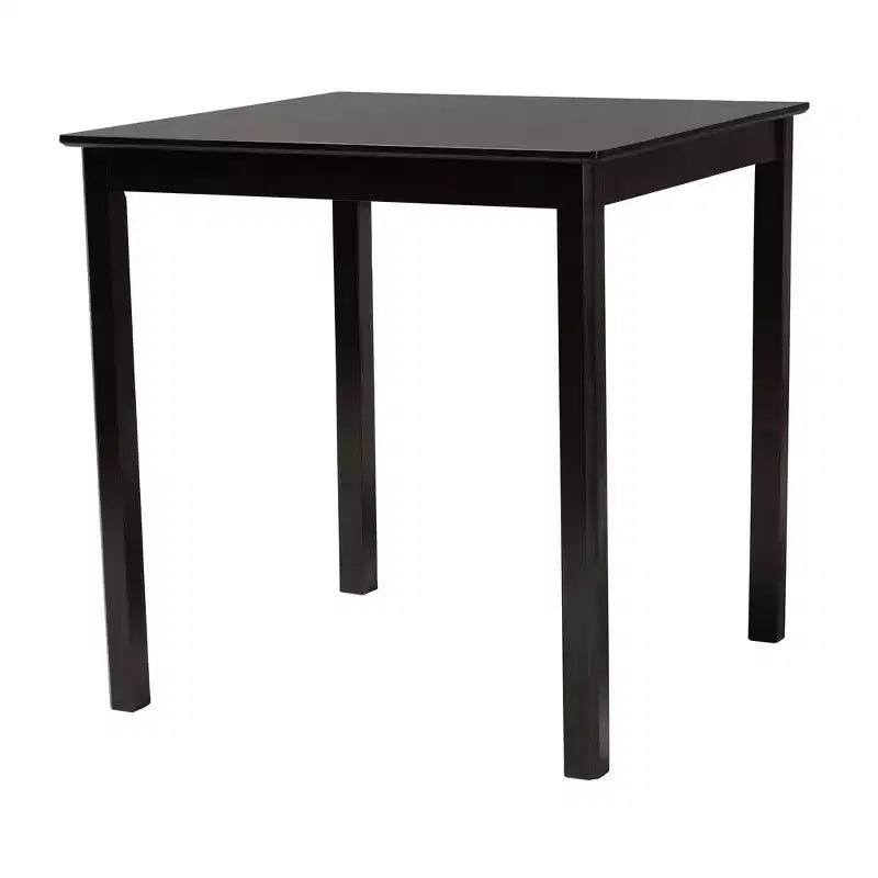 Table de bar moderne en bois finition expresso marron, hauteur comptoir