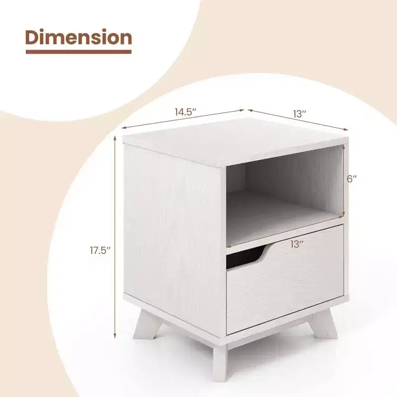 Table d'appoint de chevet avec étagère de rangement